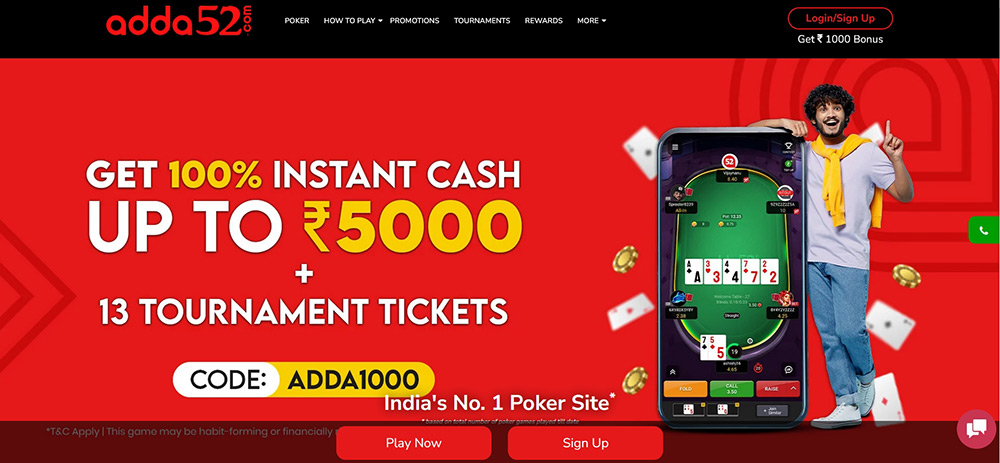 Adda52 poker site in India